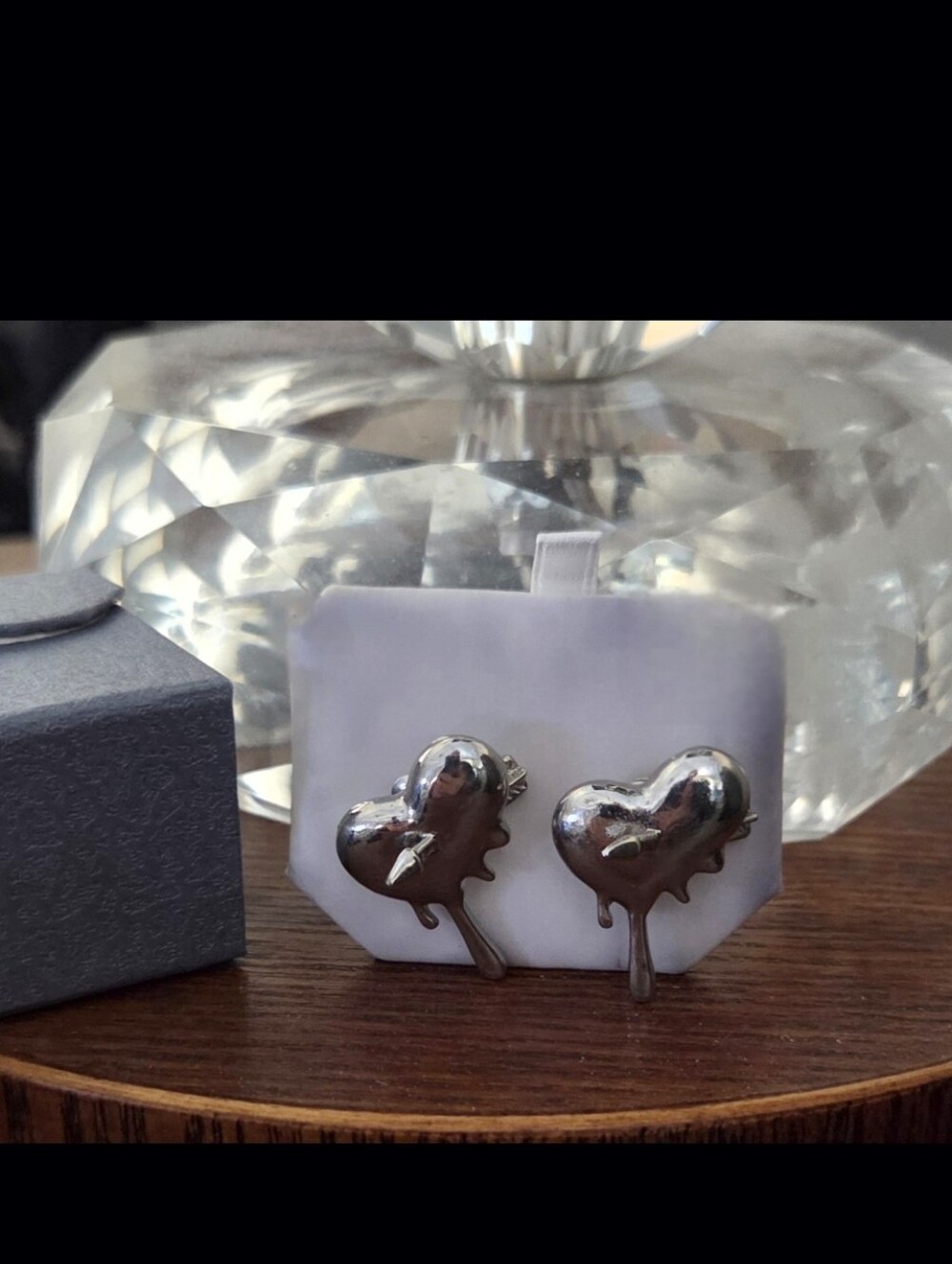 Silver Dripping Heart Liquid Earrings